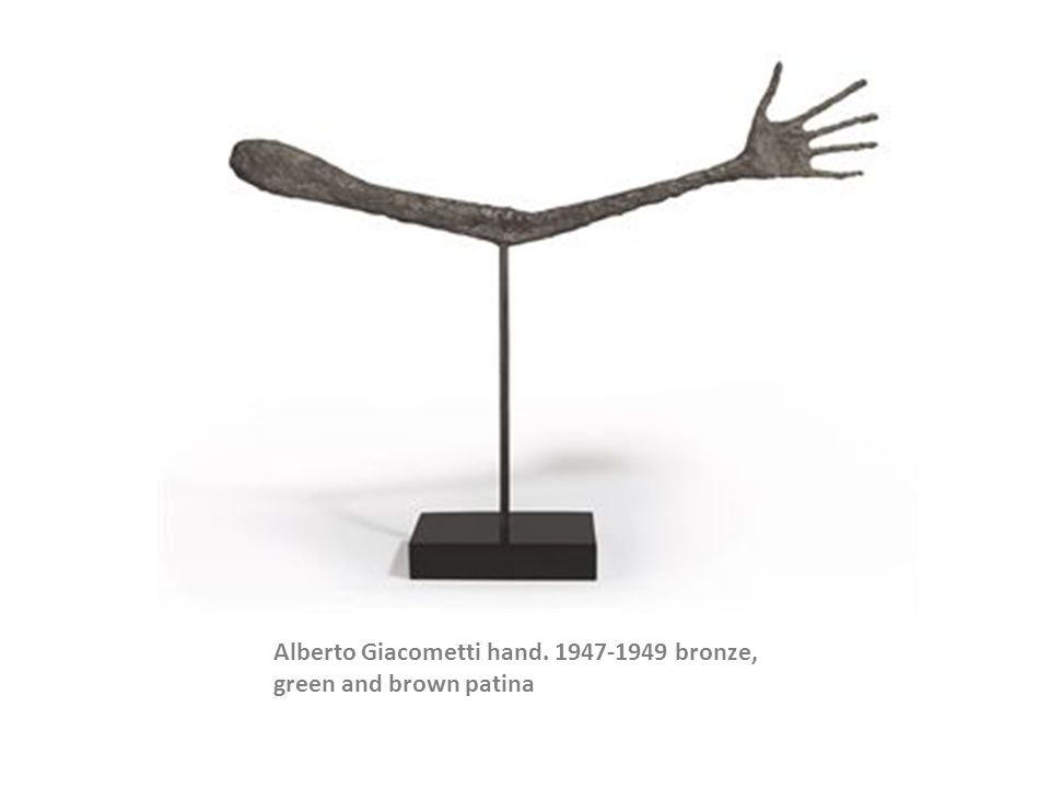 Alberto Giacometti hand bronze, green and brown patina