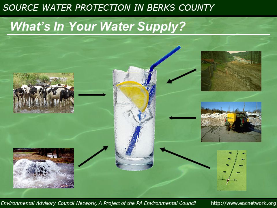 Environmental Advisory Council Network, A Project of the PA Environmental Council   SOURCE WATER PROTECTION IN BERKS COUNTY What’s In Your Water Supply