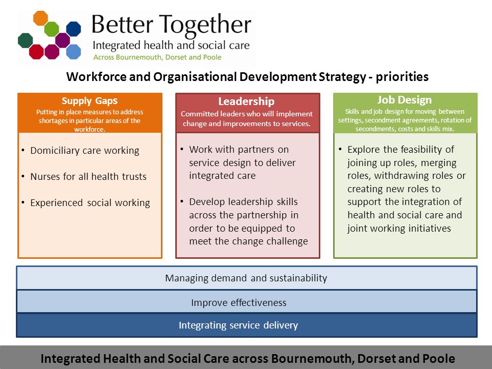 Workforce and Organisational Development Strategy - priorities Supply Gap s Putting in place measures to address shortages in particular areas of the workforce.