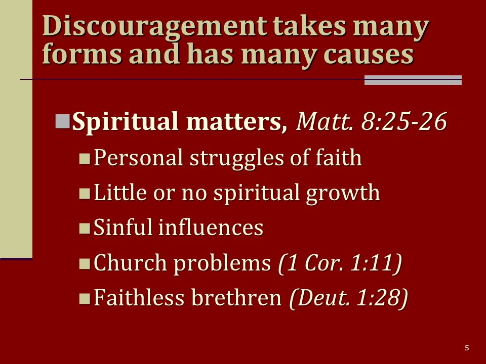 5 Spiritual matters, Matt. 8:25-26 Spiritual matters, Matt.