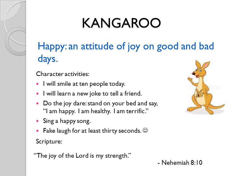 Happy: an attitude of joy on good and bad days.
