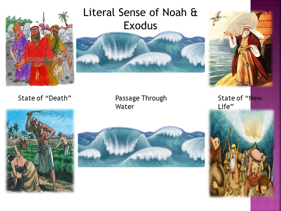 Literal Sense of Noah & Exodus State of Death Passage Through Water State of New Life