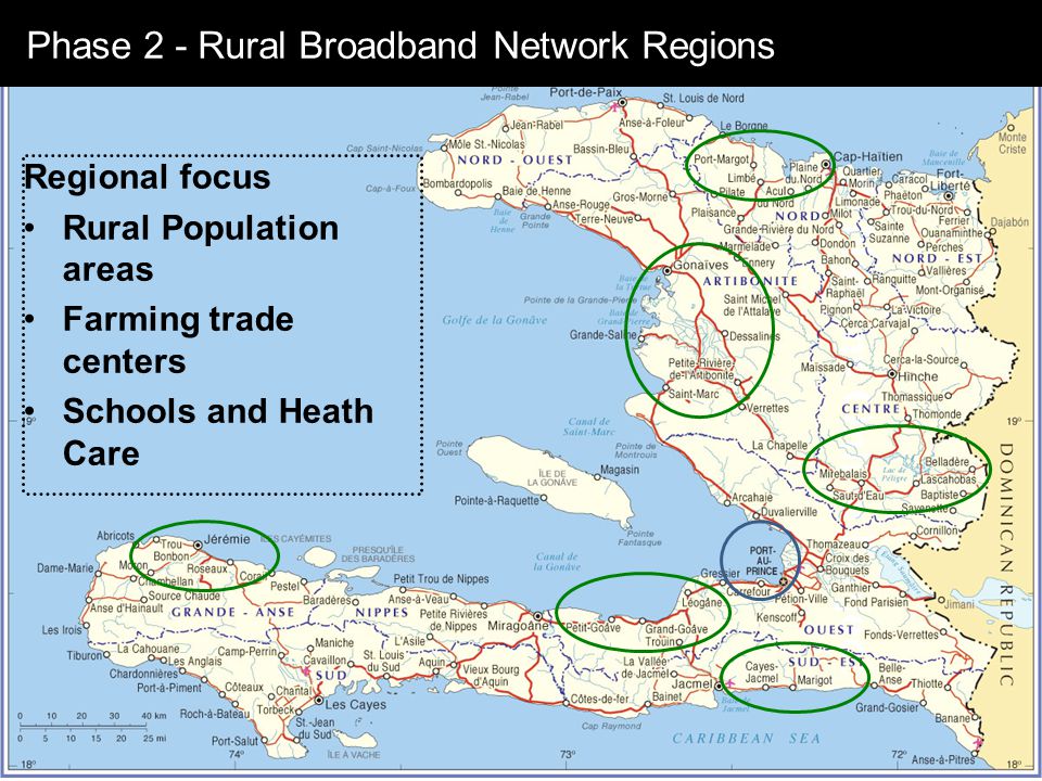 Regional focus Rural Population areas Farming trade centers Schools and Heath Care Phase 2 - Rural Broadband Network Regions