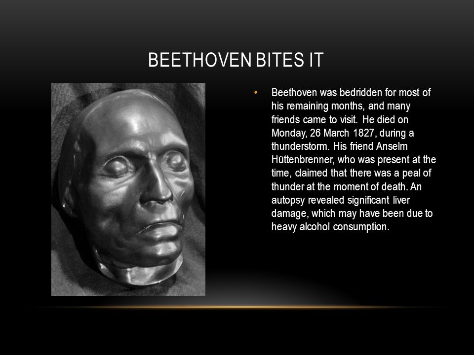 Beethoven was bedridden for most of his remaining months, and many friends came to visit.