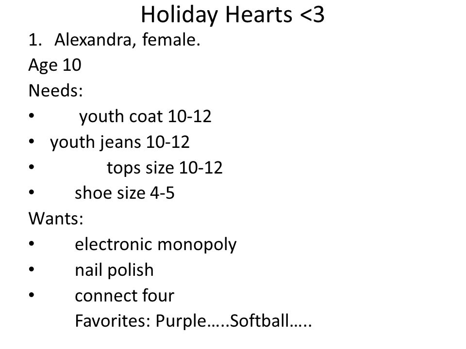 Holiday Hearts <3 1.Alexandra, female.