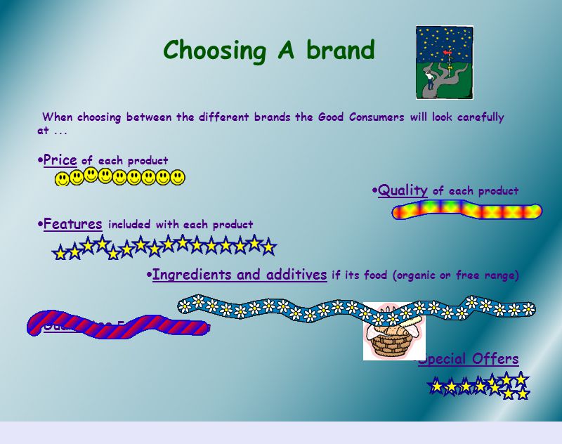 Choosing A brand When choosing between the different brands the Good Consumers will look carefully at...