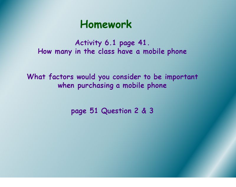 Homework Activity 6.1 page 41.