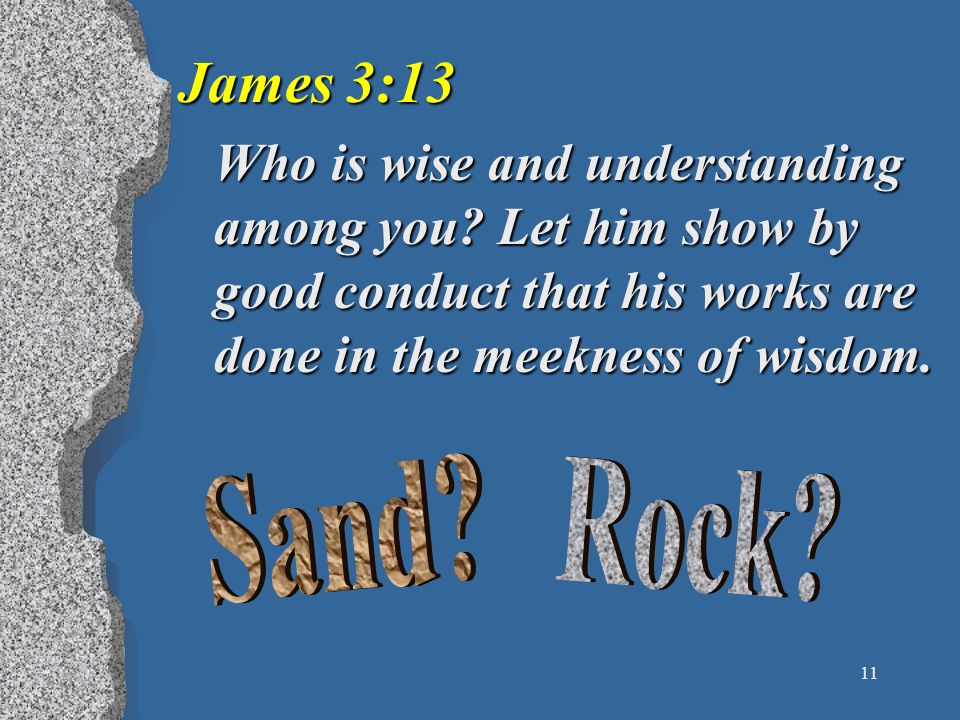 11 James 3:13 Who is wise and understanding among you.