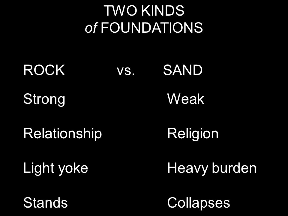 TWO KINDS of FOUNDATIONS ROCK vs.