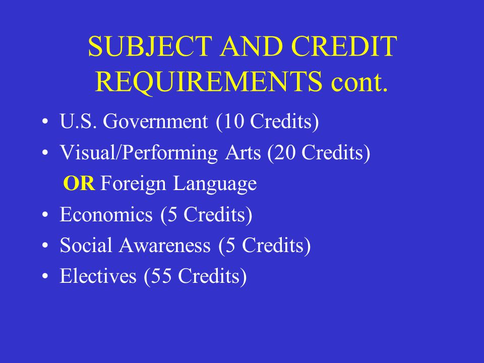 SUBJECT AND CREDIT REQUIREMENTS cont. U.S.