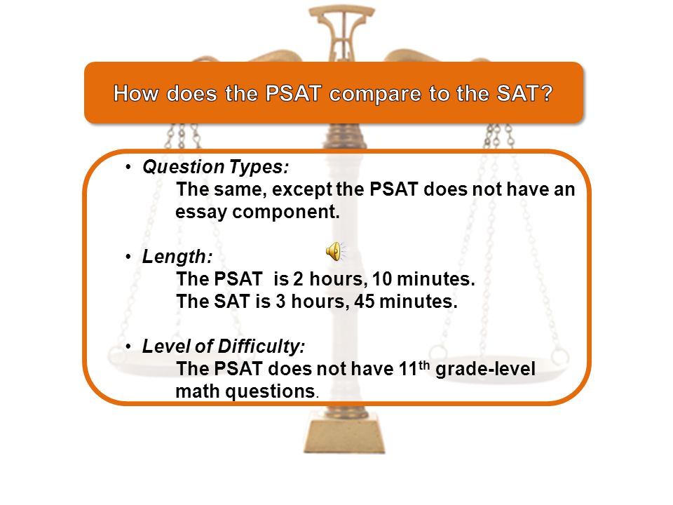 A sort of pre-SAT that measures academic skills you’ll need for college and predicts a score on the SAT.