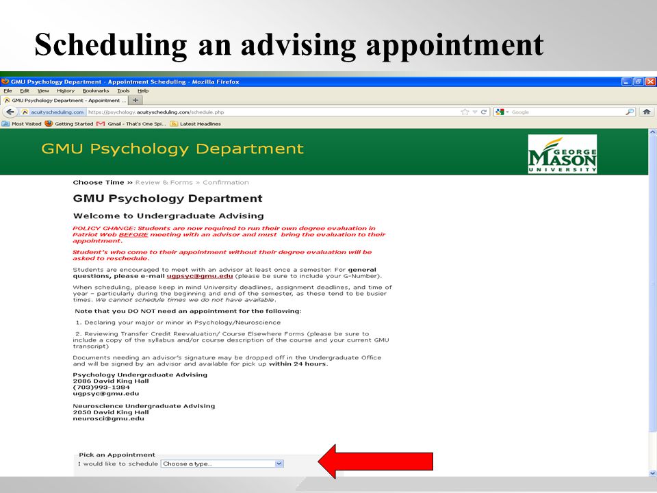 Scheduling an advising appointment