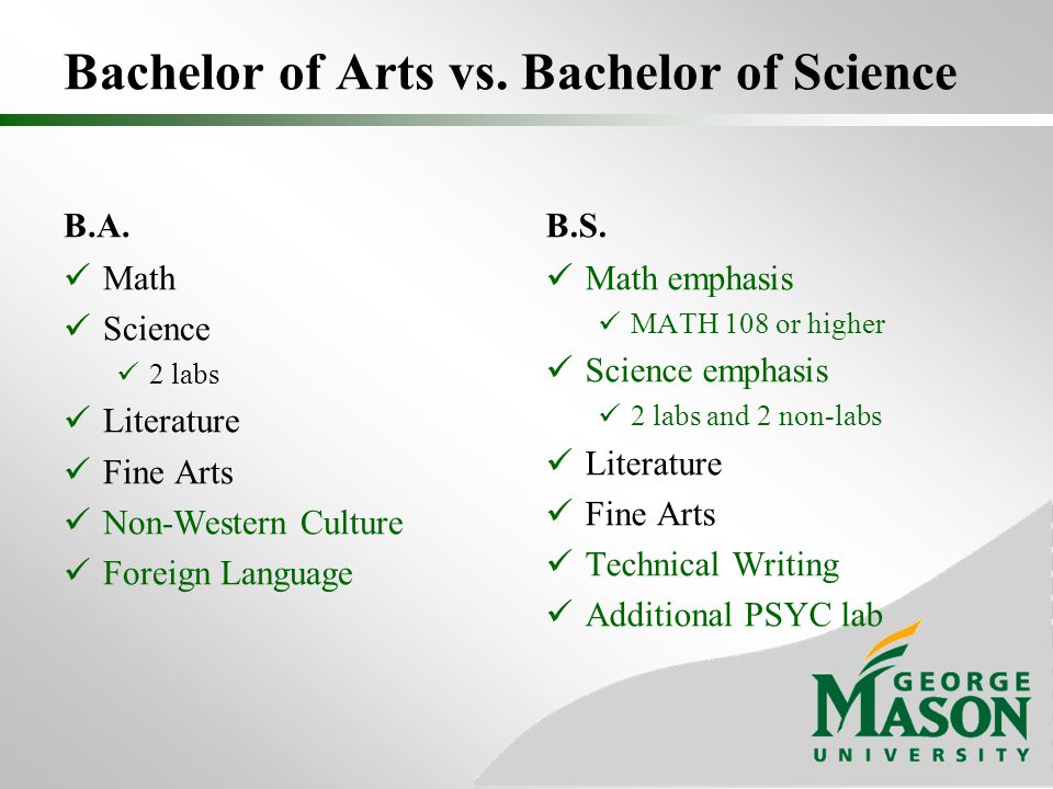 Bachelor of Arts vs. Bachelor of Science B.A.
