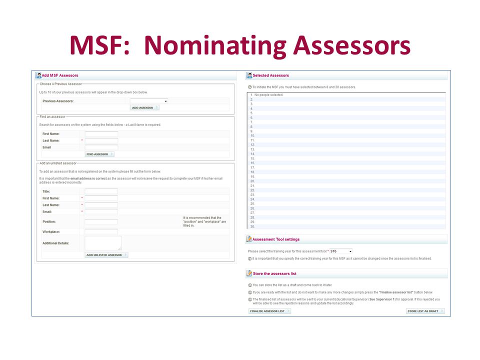 MSF: Nominating Assessors