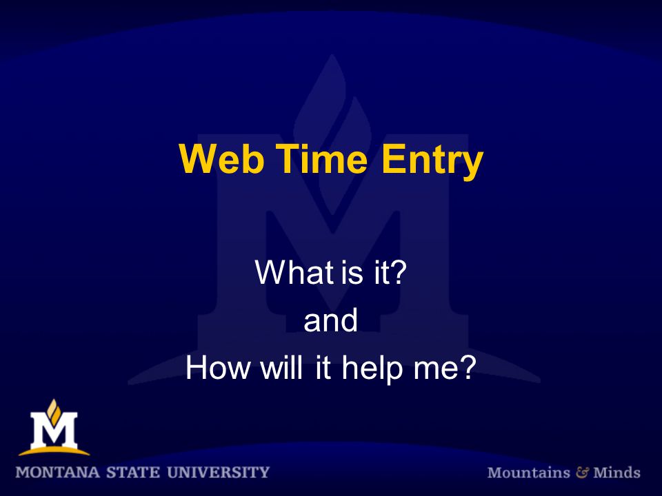 Web Time Entry What is it and How will it help me