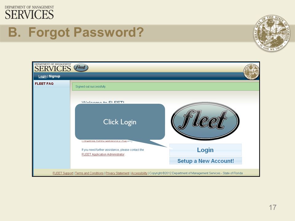 17 B. Forgot Password Click Login