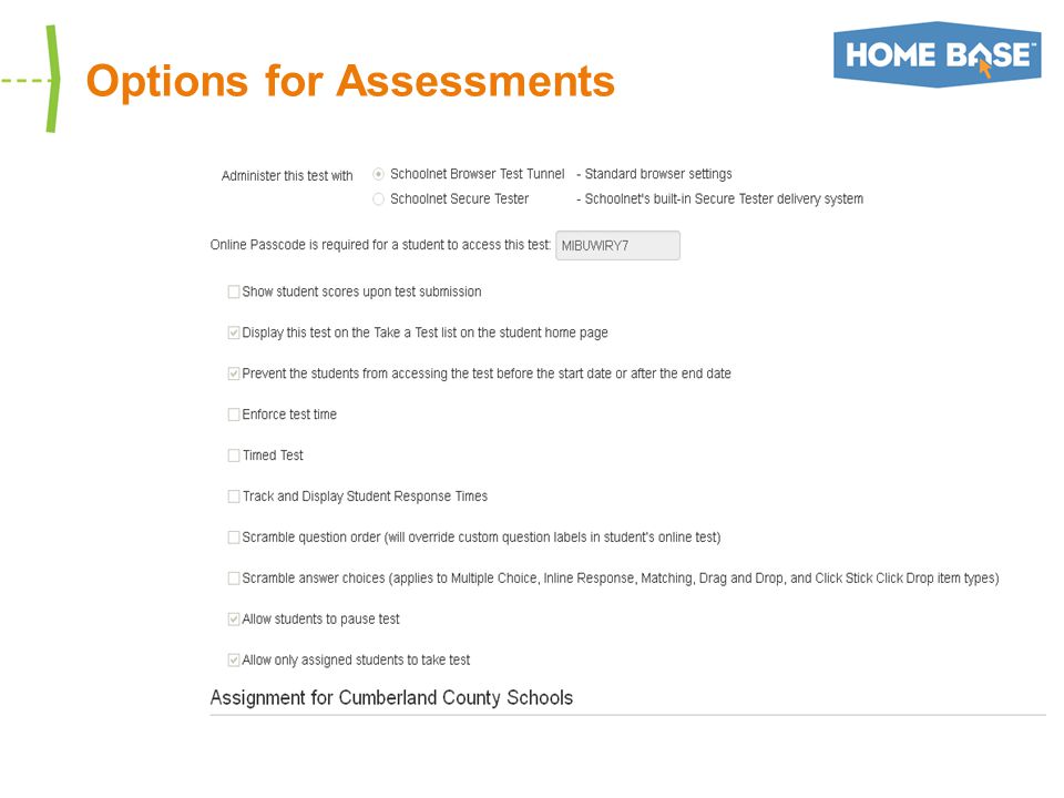 Options for Assessments