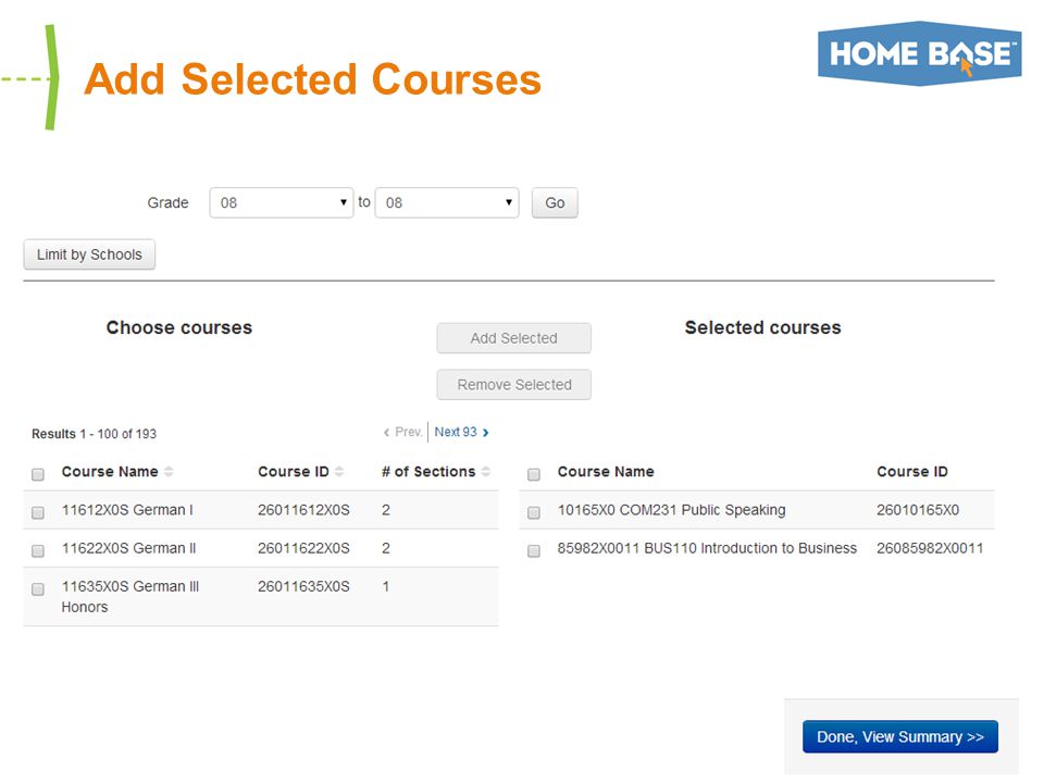 Add Selected Courses