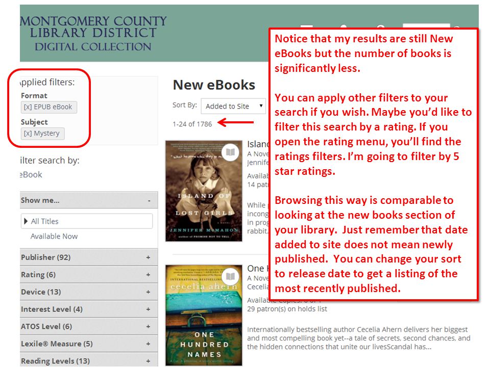 24 Notice that my results are still New eBooks but the number of books is significantly less.