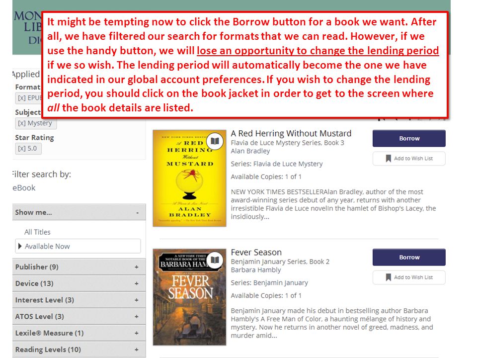 27 It might be tempting now to click the Borrow button for a book we want.