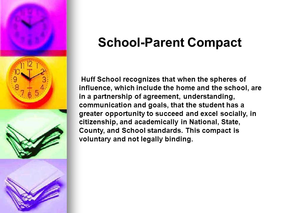 Huff School recognizes that when the spheres of influence, which include the home and the school, are in a partnership of agreement, understanding, communication and goals, that the student has a greater opportunity to succeed and excel socially, in citizenship, and academically in National, State, County, and School standards.