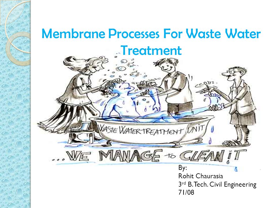 Membrane Processes For Waste Water Treatment By: Rohit Chaurasia 3 rd B.