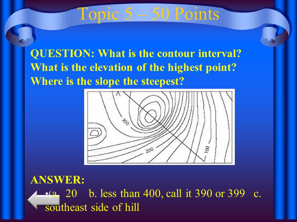 Topic 5 – 50 Points QUESTION: What is the contour interval.