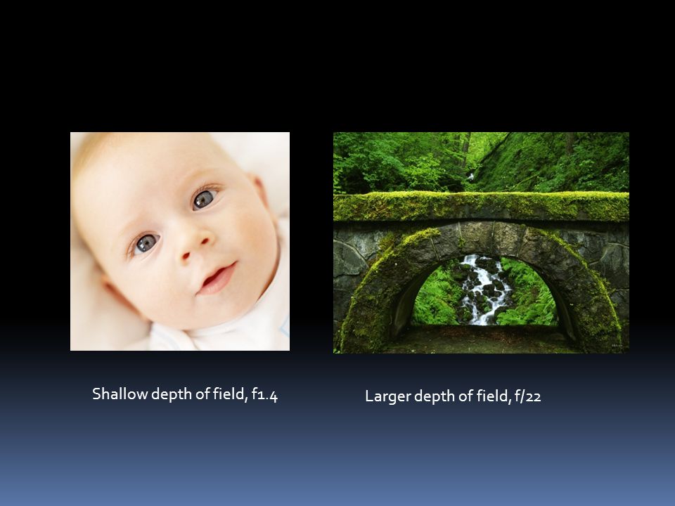 Shallow depth of field, f1.4 Larger depth of field, f/22
