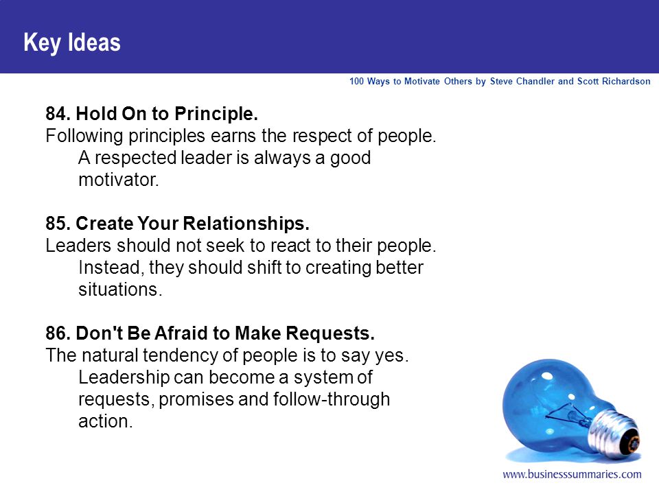 100 Ways to Motivate Others by Steve Chandler and Scott Richardson Key Ideas 84.