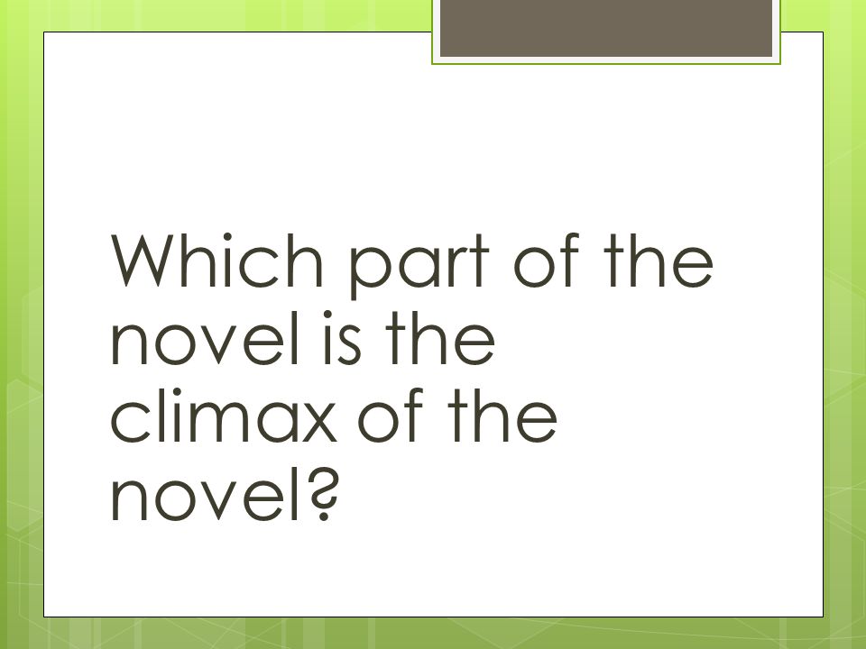Which part of the novel is the climax of the novel