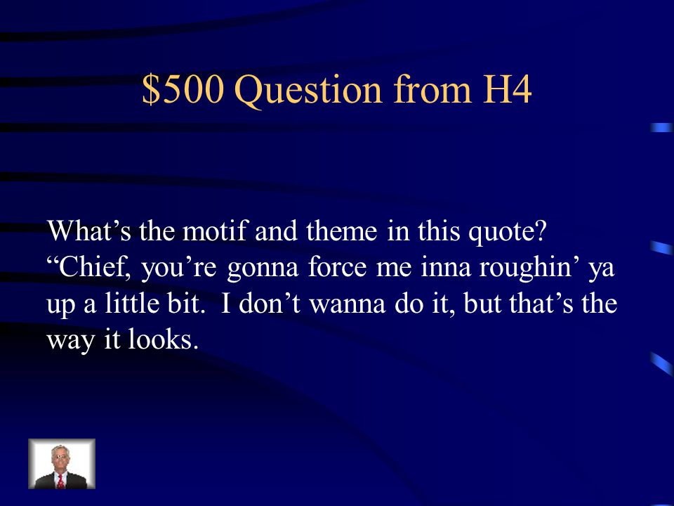 $400 Answer from H4 Motif: Lying and Deception Theme: Phoniness of the adult world