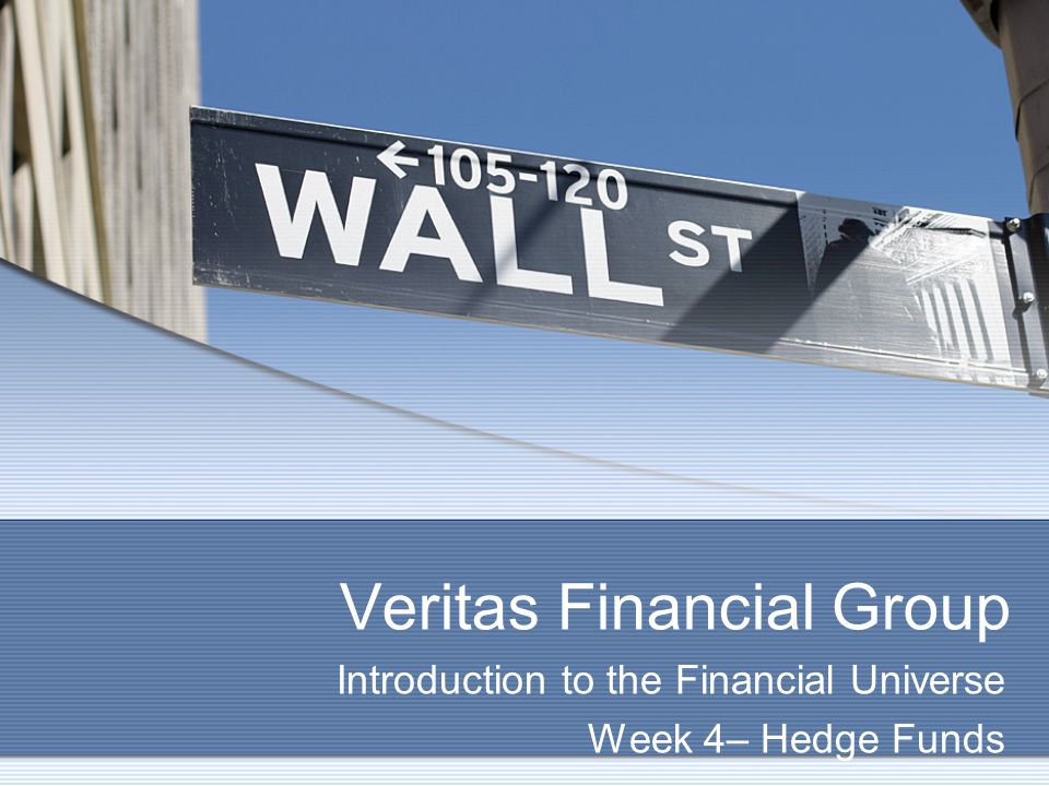 Veritas Financial Group Introduction to the Financial Universe Week 4– Hedge Funds
