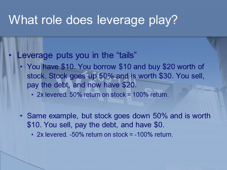 What role does leverage play. Leverage puts you in the tails You have $10.