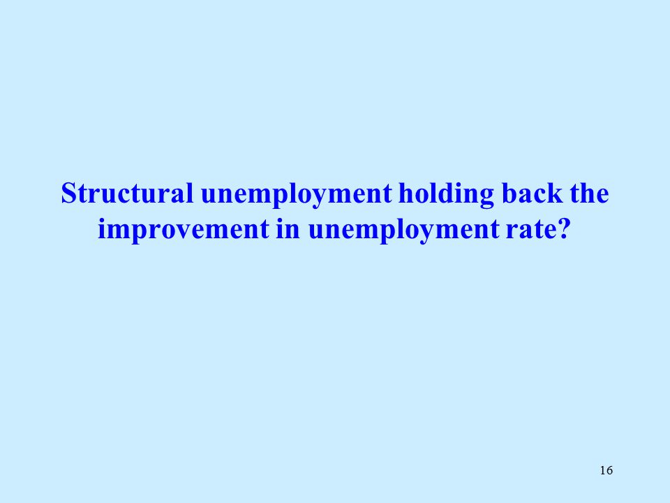 16 Structural unemployment holding back the improvement in unemployment rate