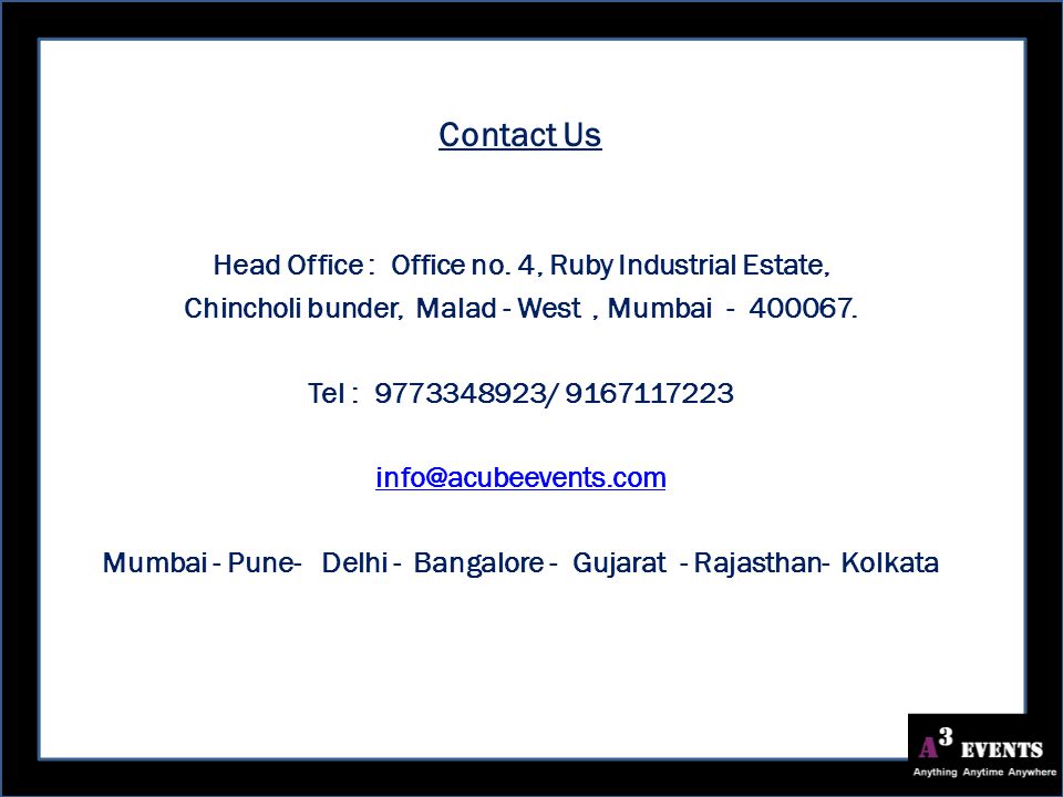 Contact Us Head Office : Office no.