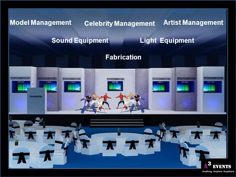 Fabrication Model Management Celebrity Management Artist Management Light EquipmentSound Equipment