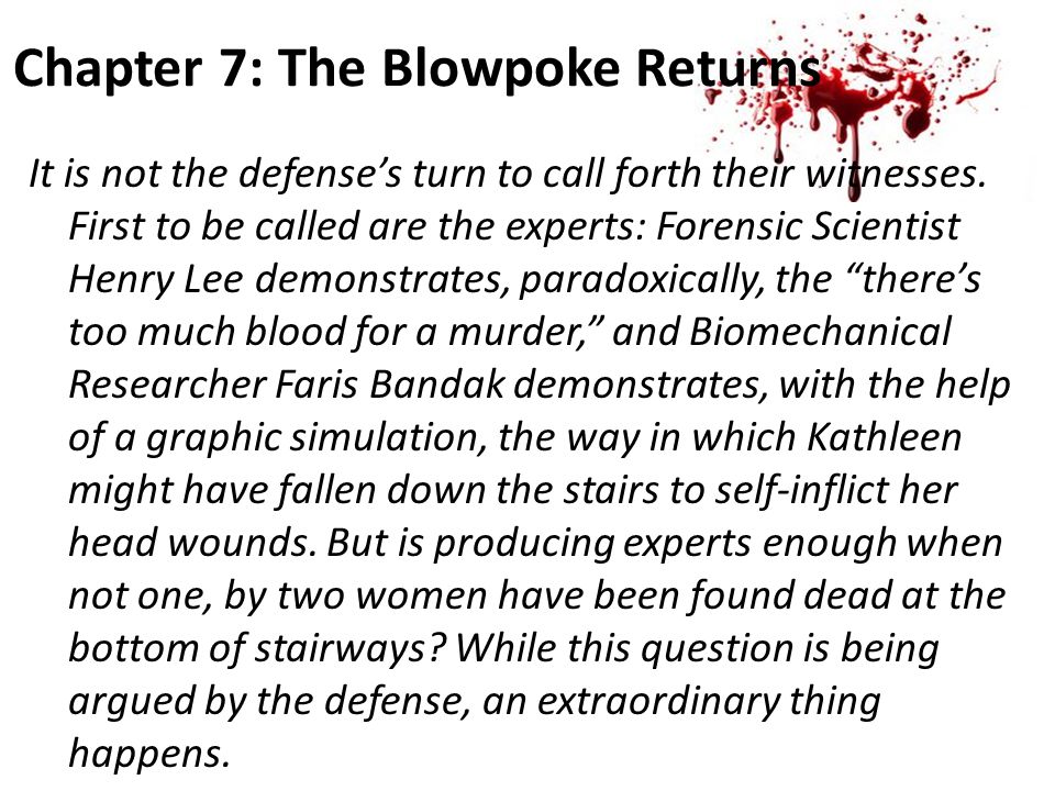 Chapter 7: The Blowpoke Returns It is not the defense’s turn to call forth their witnesses.