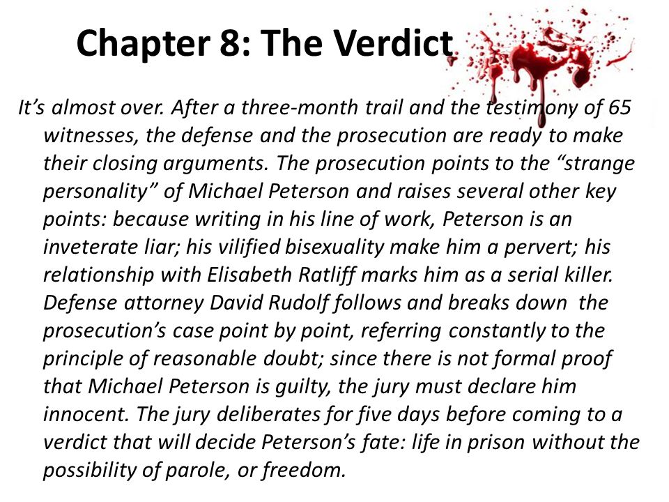 Chapter 8: The Verdict It’s almost over.