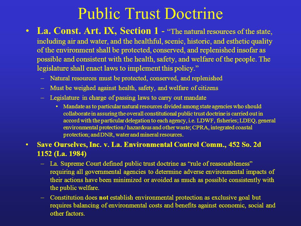 Public Trust Doctrine La. Const. Art.