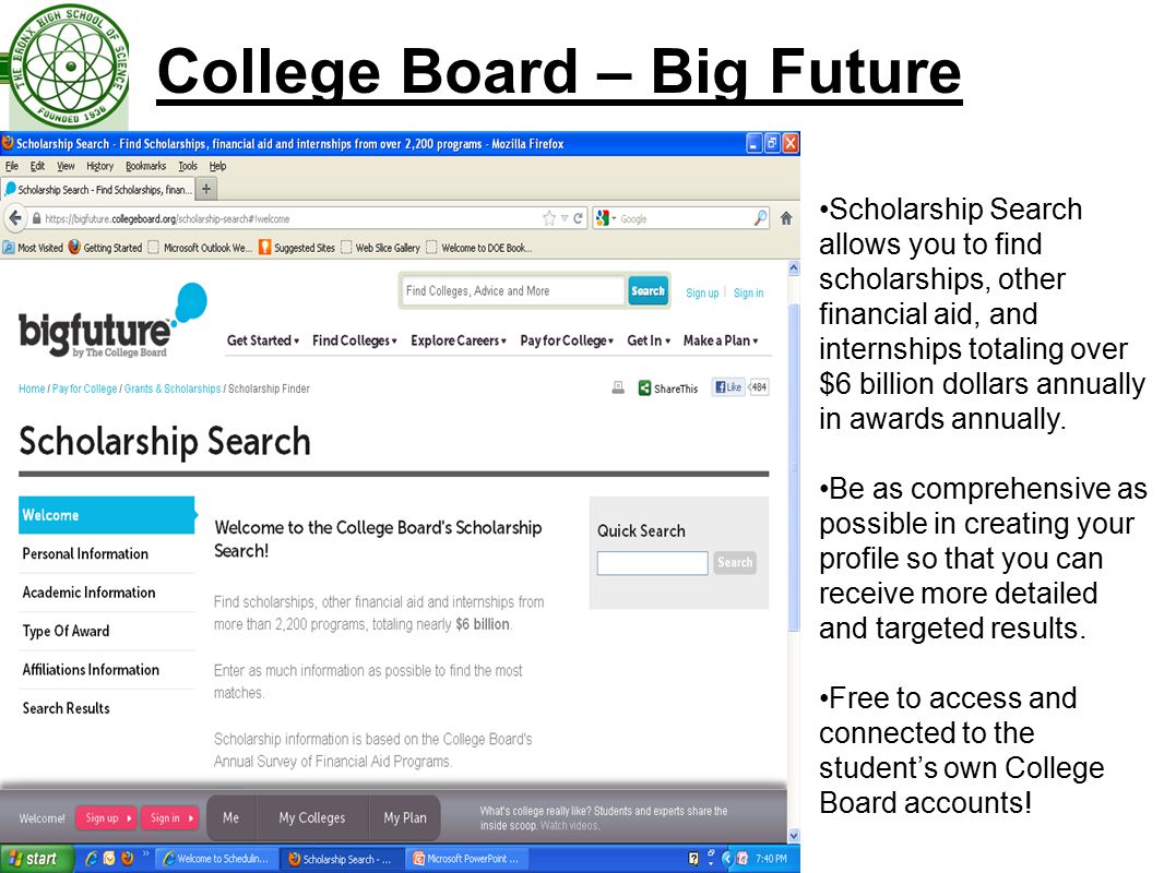 Where can I find helpful information about College Board Scholarship Search?