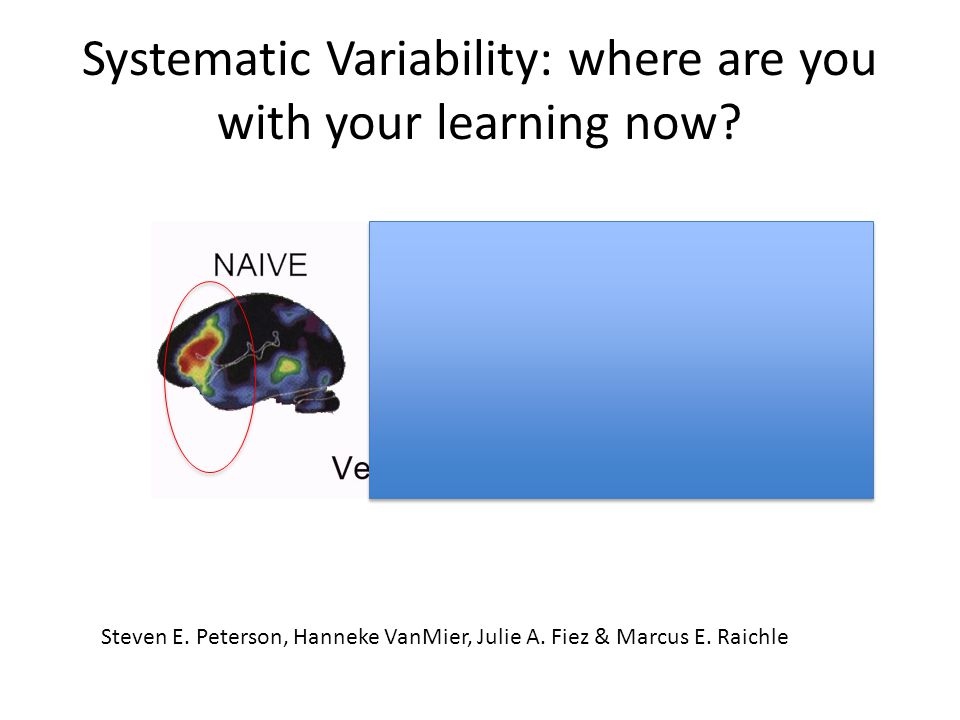 Systematic Variability: where are you with your learning now.