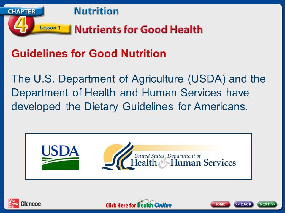 Guidelines for Good Nutrition The U.S.