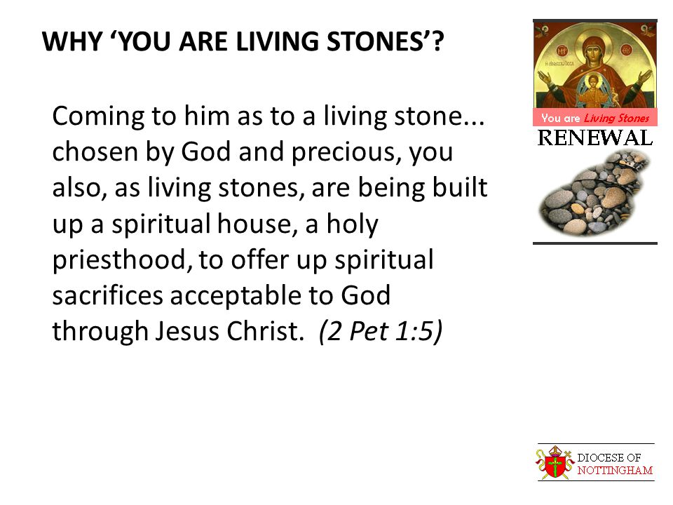 WHY ‘YOU ARE LIVING STONES’. Coming to him as to a living stone...