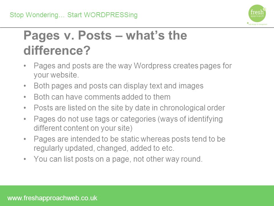 Stop Wondering… Start WORDPRESSing Pages v.