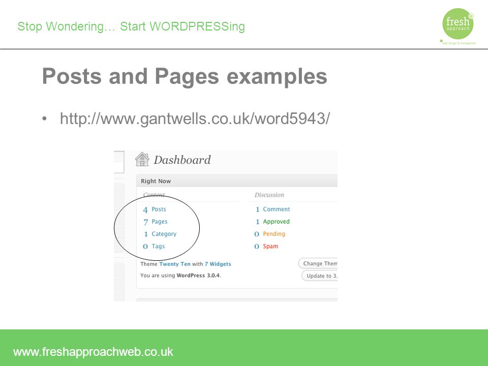 Stop Wondering… Start WORDPRESSing Posts and Pages examples