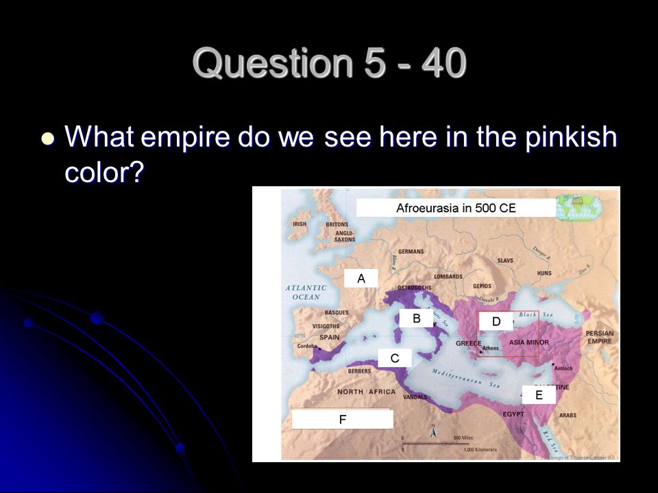 Question What empire do we see here in the pinkish color.