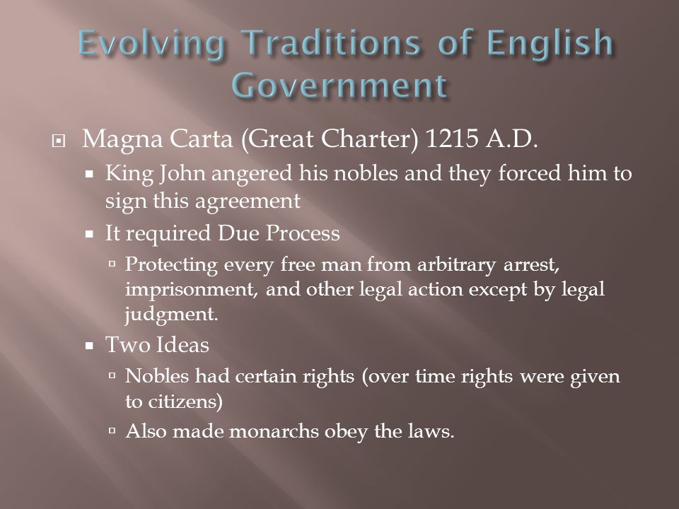  Magna Carta (Great Charter) 1215 A.D.