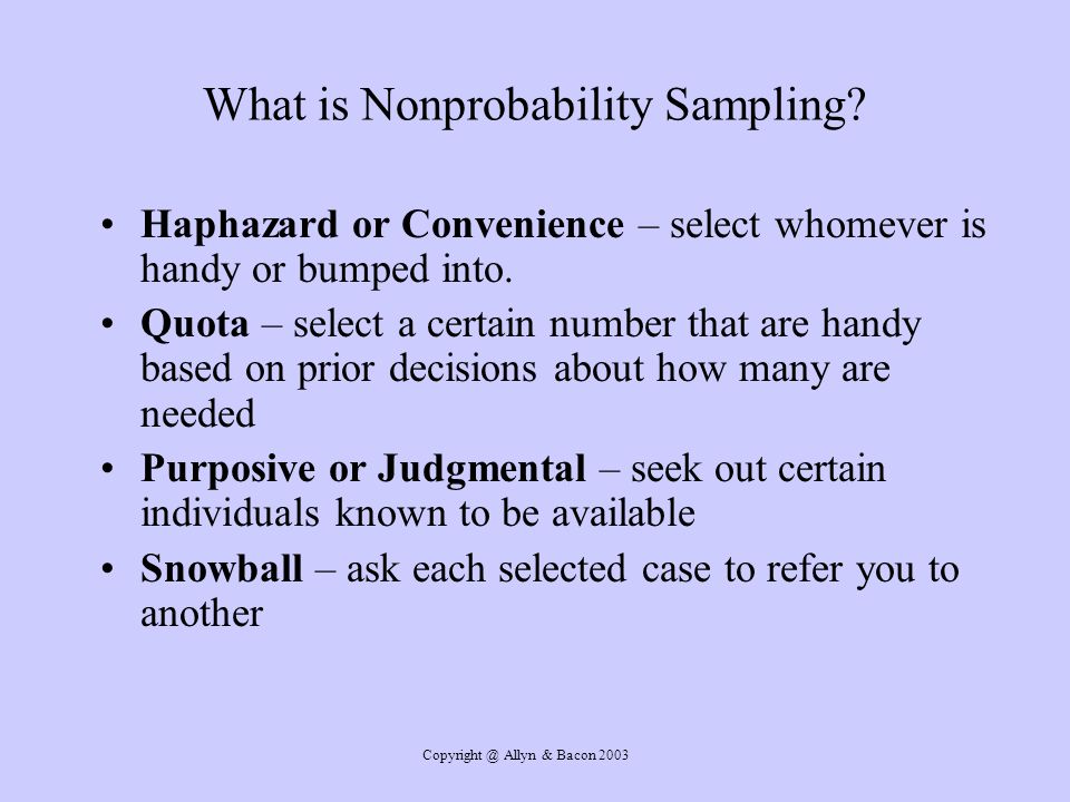 Allyn & Bacon 2003 What is Nonprobability Sampling.