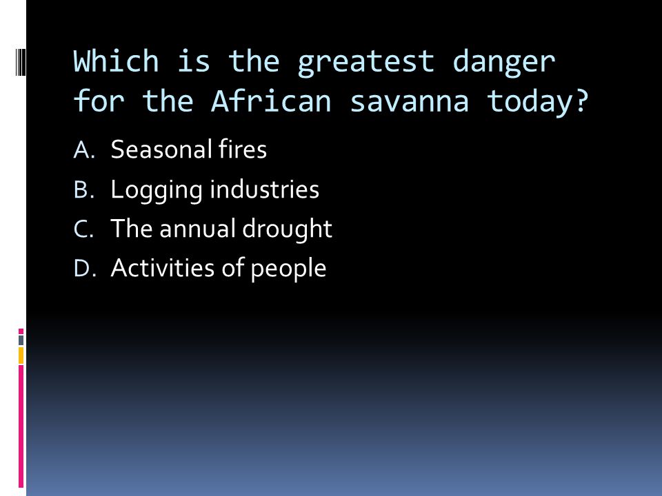 Which is the greatest danger for the African savanna today.