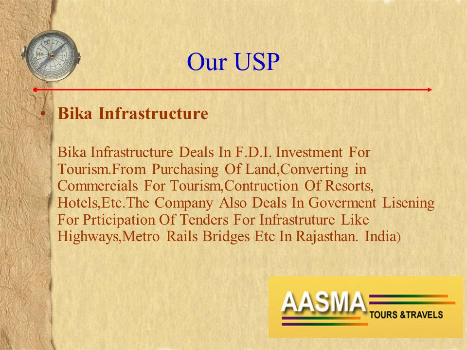 Our USP Bika Infrastructure Bika Infrastructure Deals In F.D.I.